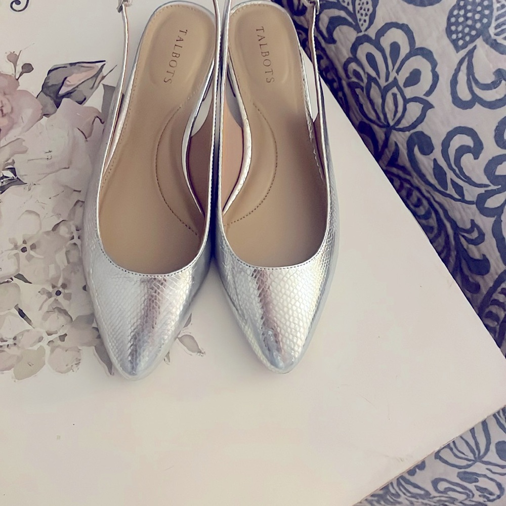 Talbots Silver Classy Slingbacks